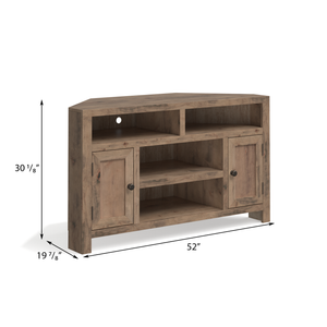 Legends Furniture Bridgevine Home Joshua Creek 52 Inch Corner Tv Stand For Tvs Up To 55 Inches, No Assembly Required, Barnwood Finish Aged Whiskey, Brown Knotty Alder Solids And Veneers Jc1213.Bnw