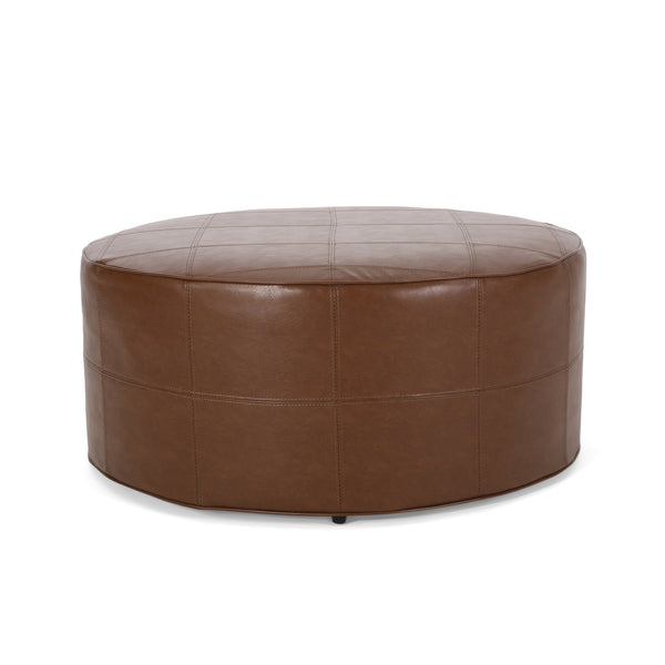English Elm Ottoman Square Faux Leather Footrest with Rustic Grain Texture for Living Room 71832.00