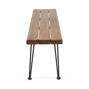 English Elm Christopher Knight Home® - ZION Acacia Wood & Metal Rectangular Bench 66" Rustic Faux Live Edge Top with Hairpin Legs, Industrial Comfort 69418.00
