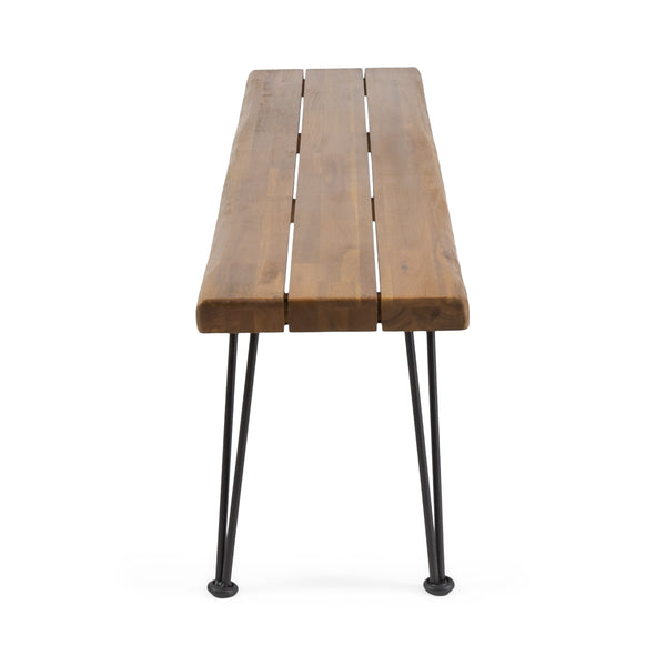 English Elm Christopher Knight Home® - ZION Acacia Wood & Metal Rectangular Bench 66" Rustic Faux Live Edge Top with Hairpin Legs, Industrial Comfort 69418.00