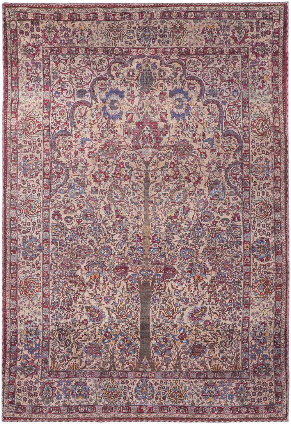 Feizy Rugs Rawlins Vintage-inspired Machine Made Polyester Oriental Rug With Intricate Patterns For Every Space Red,Tan,Pink Polyester Rln39hlfbgeivye76