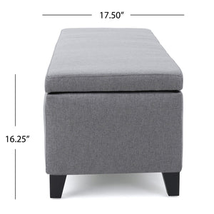 English Elm Ottoman Bench Seat with Lift Top Hidden Storage Polyester Upholstered Entryway Piece Grey 60159.00GRY