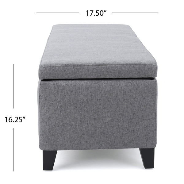 English Elm Ottoman Bench Seat with Lift Top Hidden Storage Polyester Upholstered Entryway Piece Grey 60159.00GRY