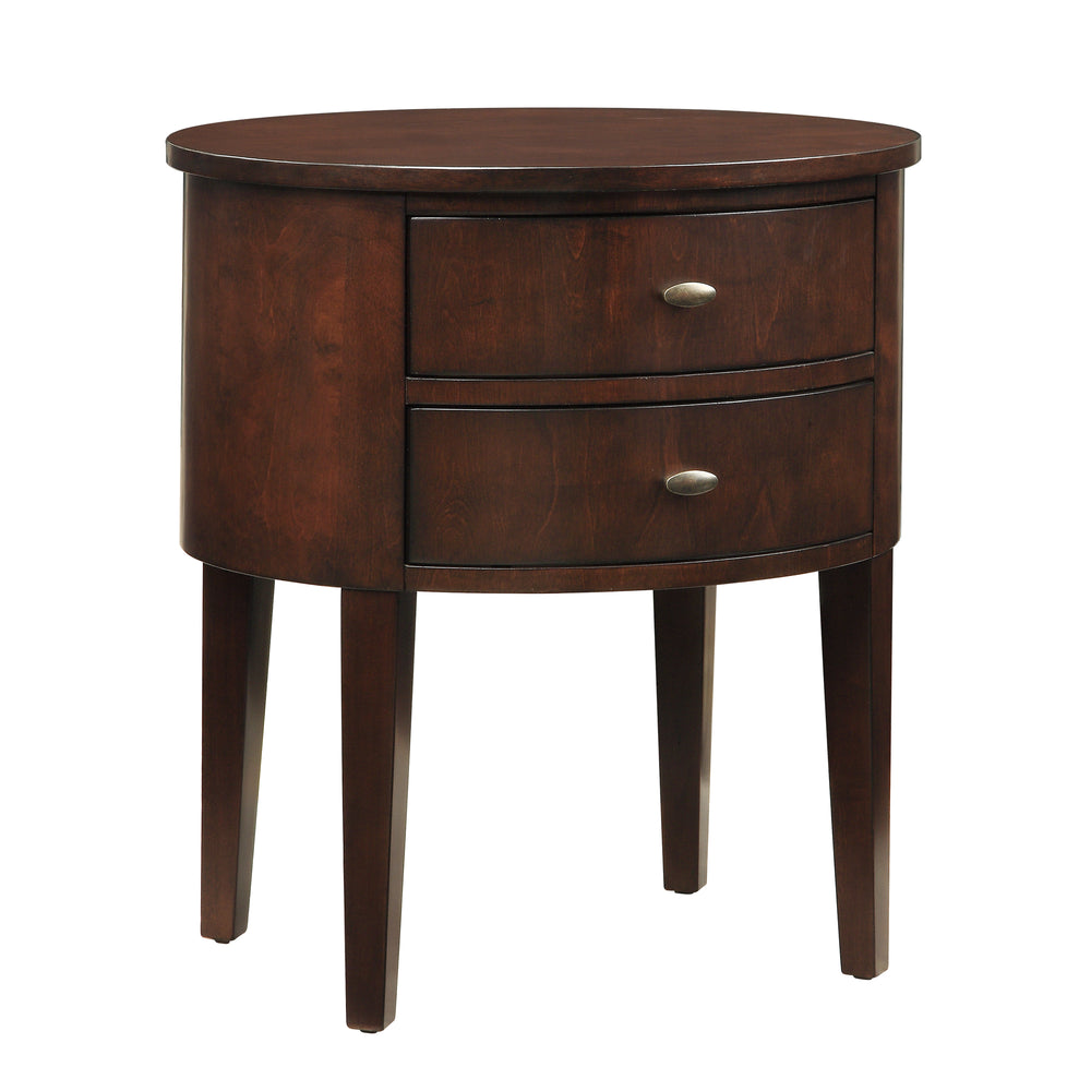 Homelegance By Top-Line Tallon 2-Drawer Oval Wood Accent Table Espresso Wood