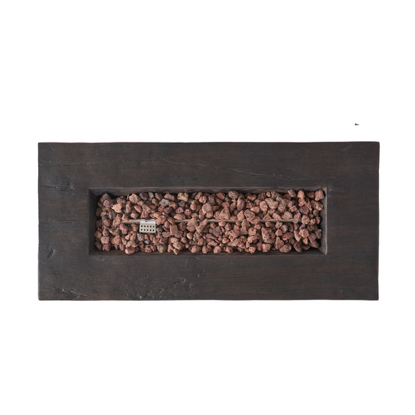 English Elm Custer Outdoor Rectangular Mgo Fire Pit 50000 Btu Patio Entertaining Table 61102.00BRN-50K