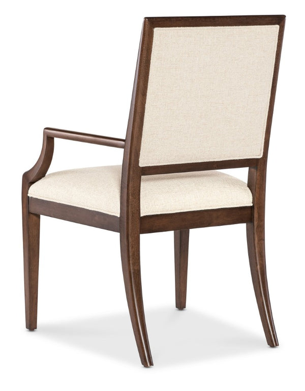 Hooker Furniture Archives Upholstered Arm Chair With Figured Walnut Finish, Curate Wheat Performance Fabric, Tailored Elegance 24.75 L x 23.50W x 38.75H 6123-75400-89