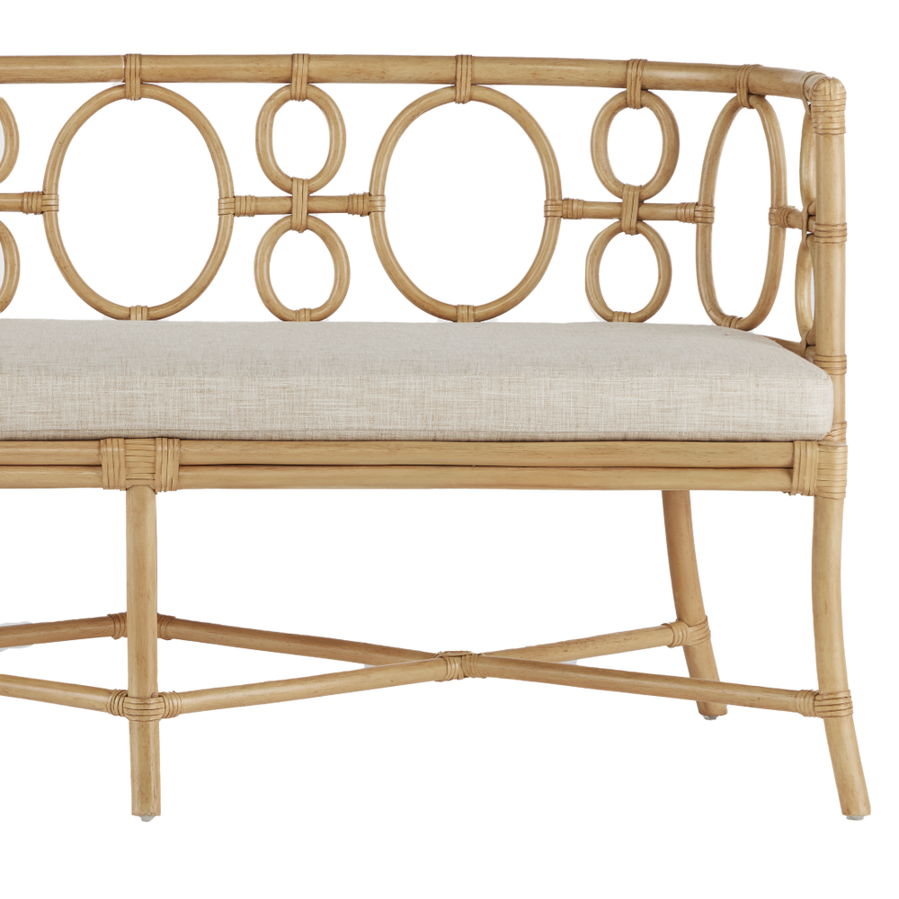 Tegal Natural Bench - Elegant Rattan Craftsmanship with Leather Ties for Stylish Indoor Spaces