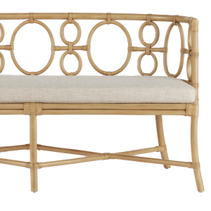 Tegal Natural Bench - Elegant Rattan Craftsmanship with Leather Ties for Stylish Indoor Spaces