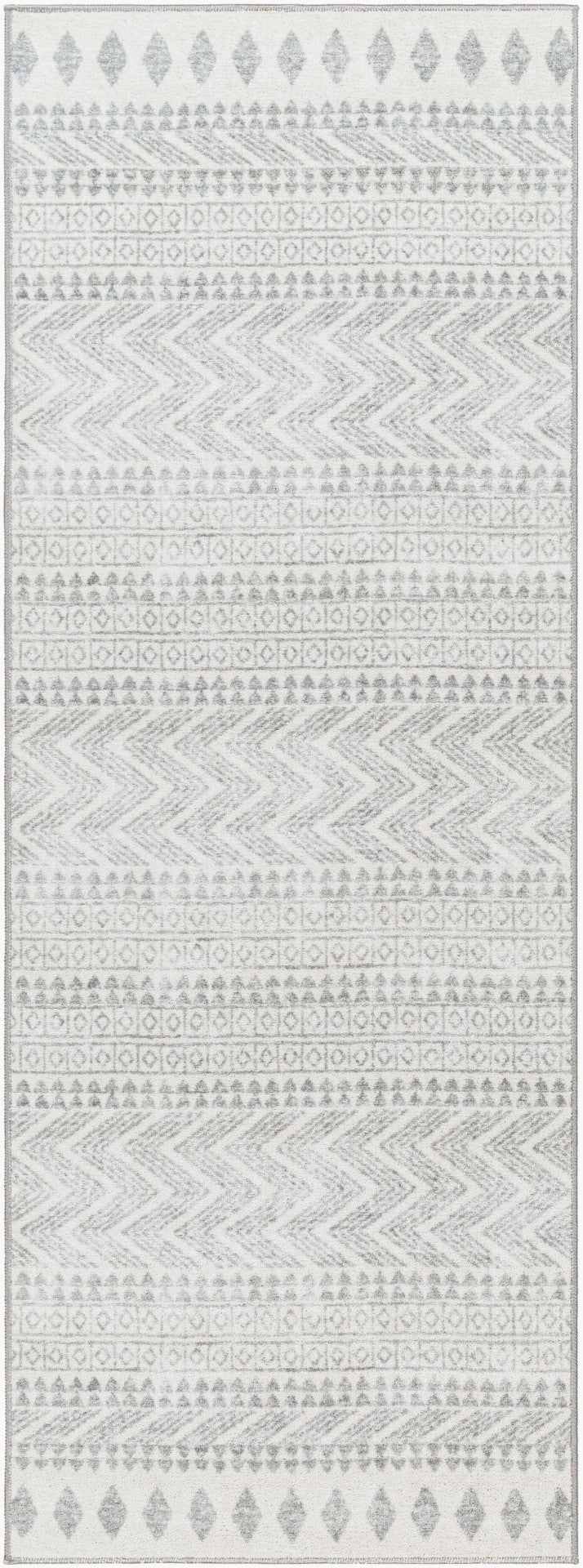 Livabliss Hera Bohemian Global Machine Woven Polyester Runner Rug for Hallways and Entryways White, Medium G 2'7" x 7'3" HRH2300-2773