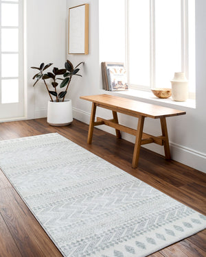 Livabliss Hera Bohemian Global Machine Woven Polyester Runner Rug for Hallways and Entryways White, Medium G 8'10" x 11'10" HRH2300-810119