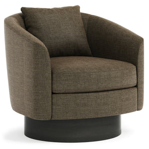 Bernhardt Bernhardt Camino Swivel Chair With Barrel Back, Spring-Down Cushioning, Dusk Wood Base, 360° Rotation N5712SA