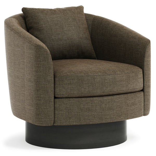 Bernhardt Bernhardt Camino Swivel Chair With Barrel Back, Spring-Down Cushioning, Dusk Wood Base, 360° Rotation N5712SA