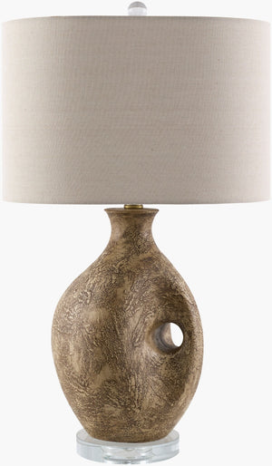 Livabliss Haria Resin and Crystal Base Table Lamp with Linen Shade for Warm Ambient Glow HRI-001