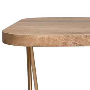 English Elm Patrice Handcrafted Mango Wood Accent Table with Gold Hairpin Legs — Natural Finish, Modern Chic B136P158987