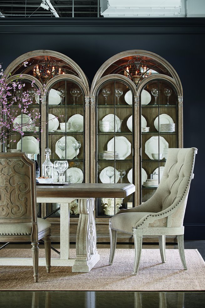 A.R.T. Furniture Arch Salvage Mills Side Chair - Elegant New Traditional Design With Nail Head Trim, Set Of 2 - Set Of 2 Beige, Beige Parrawood Solids,Cathedral Elm Veneers,Foam,Fabric,Metal 233202-2817