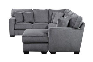 Porter Designs Porter Augusta Soft Gray Chenille Sectional Sofa With Reversible Cushions & Elegant Track Arms Gray Fabric 01-207c-12u-1743-kit