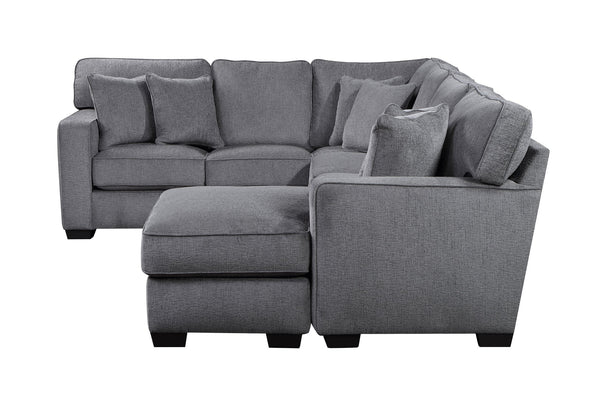 Porter Designs Porter Augusta Soft Gray Chenille Sectional Sofa With Reversible Cushions & Elegant Track Arms Gray Fabric 01-207c-12u-1743-kit