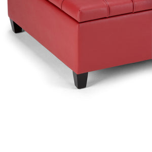 English Elm Harrison - Versatile Crimson Red Storage Ottoman Coffee Table With Tufted Design & Hidden Space B136P159152