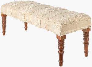 Livabliss Haarlem Handcrafted Woven Textile Bench Artisan Bohemian Entryway Bedroom Seating HRM-004