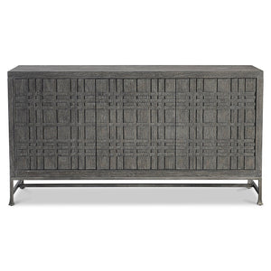 Bernhardt Bernhardt Tribeca Buffet With Geometric Raised Doors, Dark Tadon Oak & Textured Steel Base, 64.5" 333134