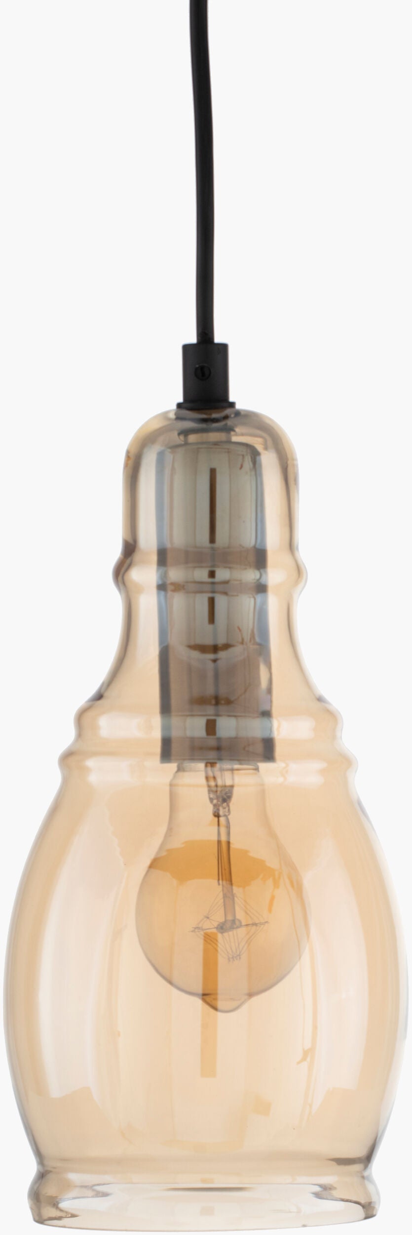 Surya Harold Pendant Lighting - Stunning Glass 12" Fixture For Elegant Home Decor & Ample Illumination Fixture, Champagne,Base, Gold,Cord, Black Glass Hro-001