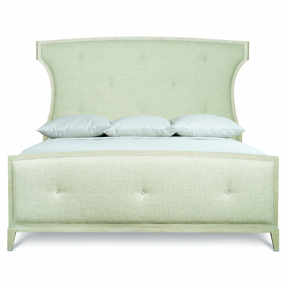 Bernhardt Bernhardt East Hampton King Upholstered Panel Bed With Cerused Linen Finish, Button-Tufted Elegance K1238