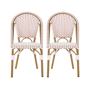 English Elm Outdoor Woven Rattan Bistro Chair Set of 2 with Aluminum Frame Bamboo Print Finish 69958.00RT