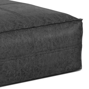 English Elm Brody - Versatile Large Square Coffee Table Pouf In Distressed Black Vegan Faux Leather For Style B136P159347