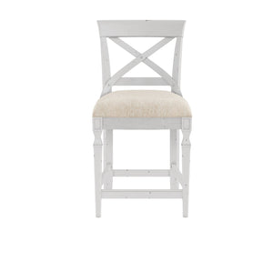 A.R.T. Furniture Palisade Counter Stool - Vintage White English Cottage Design With Upholstered Seat And Floor Glides White Parawood Solids,Foam,Fabric,Metal 273208-2917cl