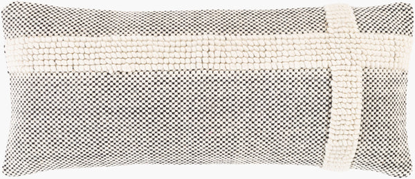 Surya Harlow Hand-woven 14"L X 32"W Lumbar Pillow Kit - Modern Home Decor Accent With Easy Care Zipper Cream Wool,Polyester,Cotton Hrw002-3214
