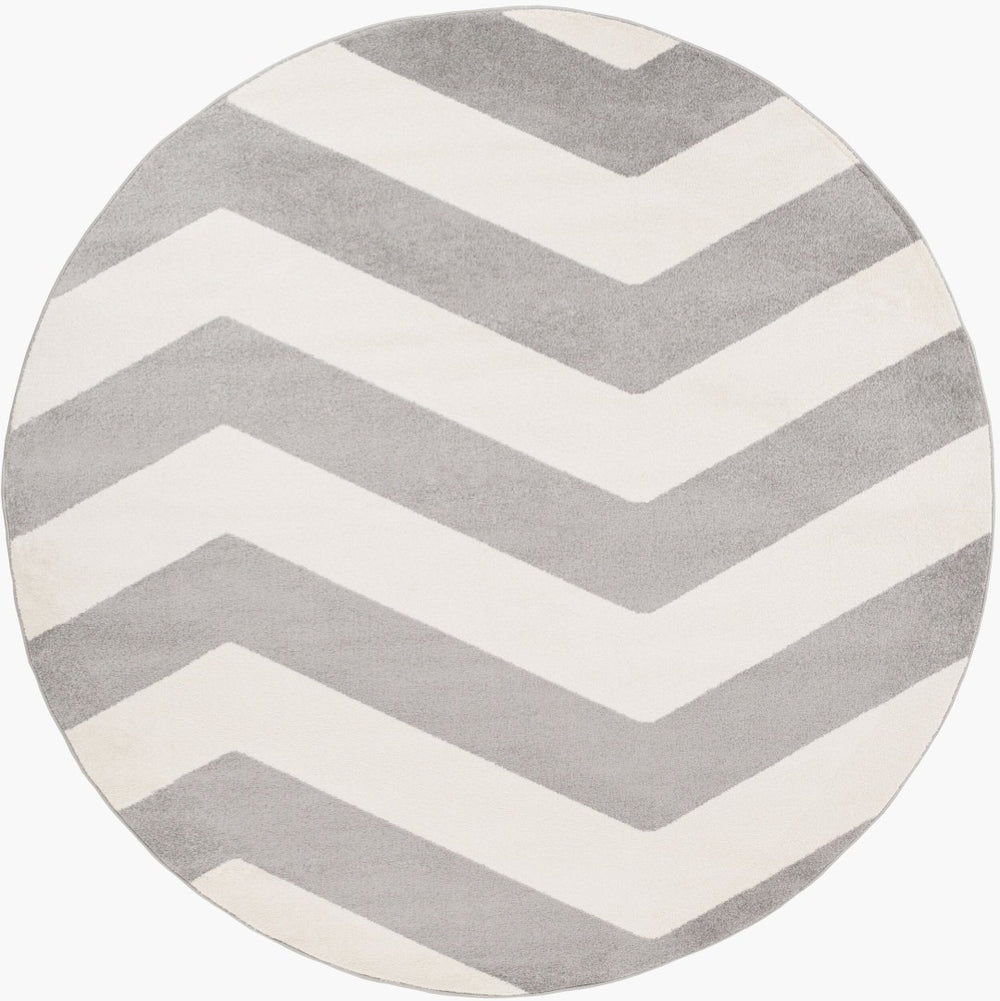 Livabliss Horizon Collection Square Polypropylene Area Rug for Modern Living and Dining Spaces Slate, Cream 7'10" x 7'10" HRZ1011-710RD