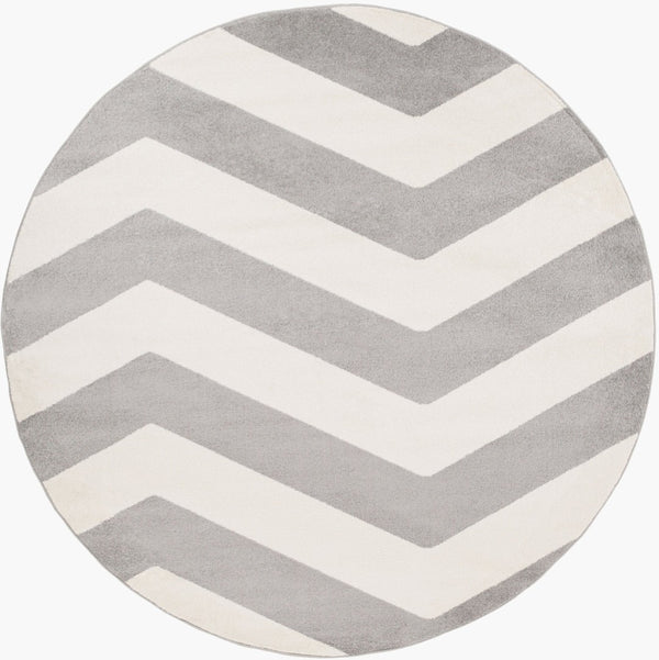 Livabliss Horizon Collection Square Polypropylene Area Rug for Modern Living and Dining Spaces Slate, Cream 7'10" x 7'10" HRZ1011-710RD