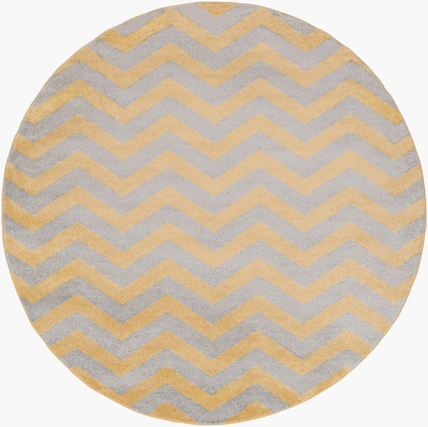 Livabliss Horizon Geometric Polypropylene Area Rug Turkish Woven for Living and Dining Rooms Mustard, Charco 7'10" x 7'10" HRZ1024-710RD