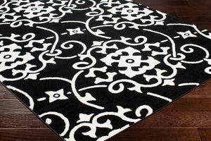 Livabliss Horizon Machine Woven Polypropylene Area Rug Turkey Made for Entryways and Kitchens Black, Cream 2' x 3' HRZ2304-23