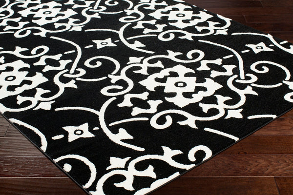 Livabliss Horizon Machine Woven Polypropylene Area Rug Turkey Made for Entryways and Kitchens Black, Cream 2' x 3' HRZ2304-23