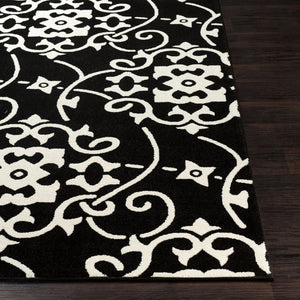 Livabliss Horizon Machine Woven Polypropylene Area Rug Turkey Made for Entryways and Kitchens Black, Cream 2' x 3' HRZ2304-23