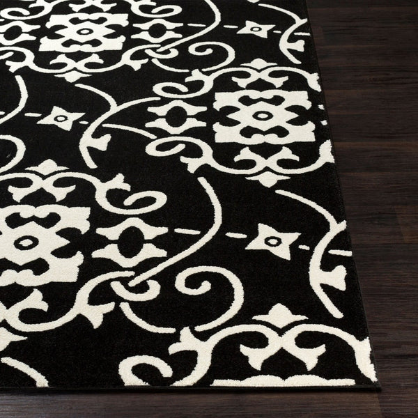 Livabliss Horizon Machine Woven Polypropylene Area Rug Turkey Made for Entryways and Kitchens Black, Cream 2' x 3' HRZ2304-23