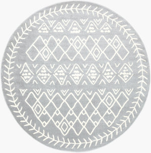 Livabliss Horizon Machine Woven Polypropylene Accent Rug Turkish Crafted for Entryways and High Traffic Zones Slate, Cream 7'10" x 7'10" HRZ2314-710RD