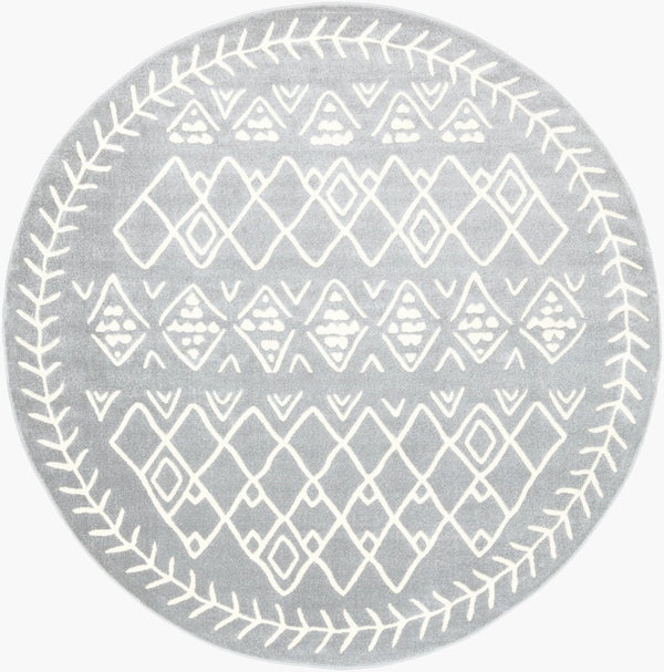 Livabliss Horizon Machine Woven Polypropylene Accent Rug Turkish Crafted for Entryways and High Traffic Zones Slate, Cream 7'10" x 7'10" HRZ2314-710RD