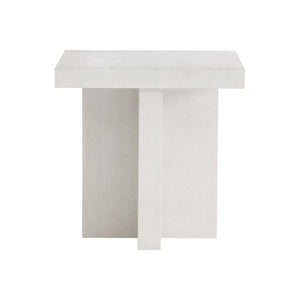 Bernhardt Bernhardt Sandblasted White Blythe Side Table — Modern Rustic Square Top With Cross-Shaped Base, 24" 485111