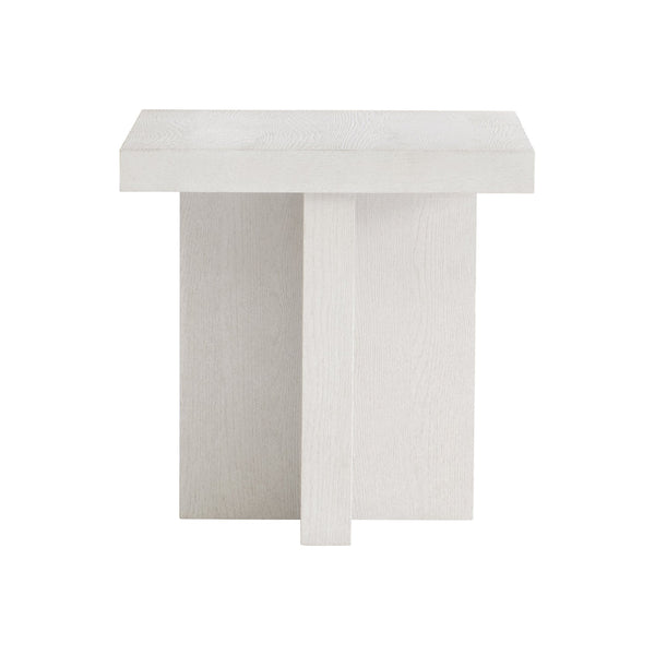 Bernhardt Bernhardt Sandblasted White Blythe Side Table — Modern Rustic Square Top With Cross-Shaped Base, 24" 485111