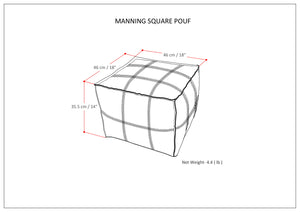 English Elm Manning Teal Square Pouf Ottoman - Handcrafted Genuine Buffalo Leather, Dense Fill, Versatile Accent Seat B136P159342