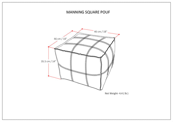 English Elm Manning Teal Square Pouf Ottoman - Handcrafted Genuine Buffalo Leather, Dense Fill, Versatile Accent Seat B136P159342