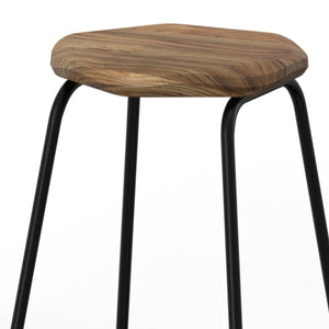 English Elm Orson Saddle Counter Height Stool Set of 2 - Natural Light Brown Saddle Seats, Metal Legs, Industrial Chic B136P159032