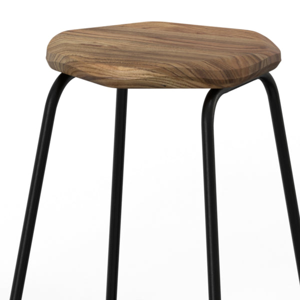 English Elm Orson Saddle Counter Height Stool Set of 2 - Natural Light Brown Saddle Seats, Metal Legs, Industrial Chic B136P159032