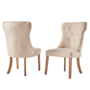 Homelegance By Top-Line Marsean Button Tufted Dining Chairs (Set of 2) Natural Rubberwood