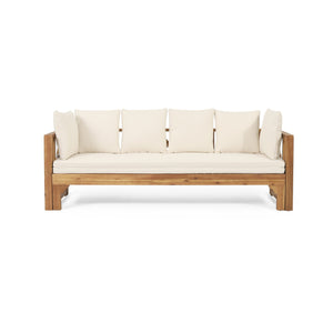 English Elm Christopher Knight Home® - Outdoor Acacia Wood Daybed Sofa: Stylish 3-Seater Lounge With Water-Resistant Cushions For Patios 74327.00BEIGE