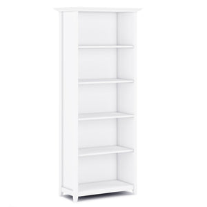 English Elm Amherst 30-Inch Solid Wood Bookcase - Elegant White 5-Shelf Storage For Living Room & Office Decor B136P158319