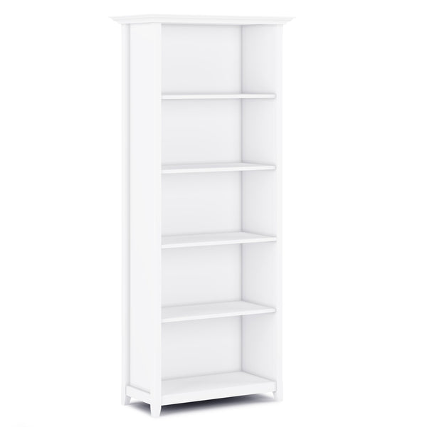 English Elm Amherst 30-Inch Solid Wood Bookcase - Elegant White 5-Shelf Storage For Living Room & Office Decor B136P158319