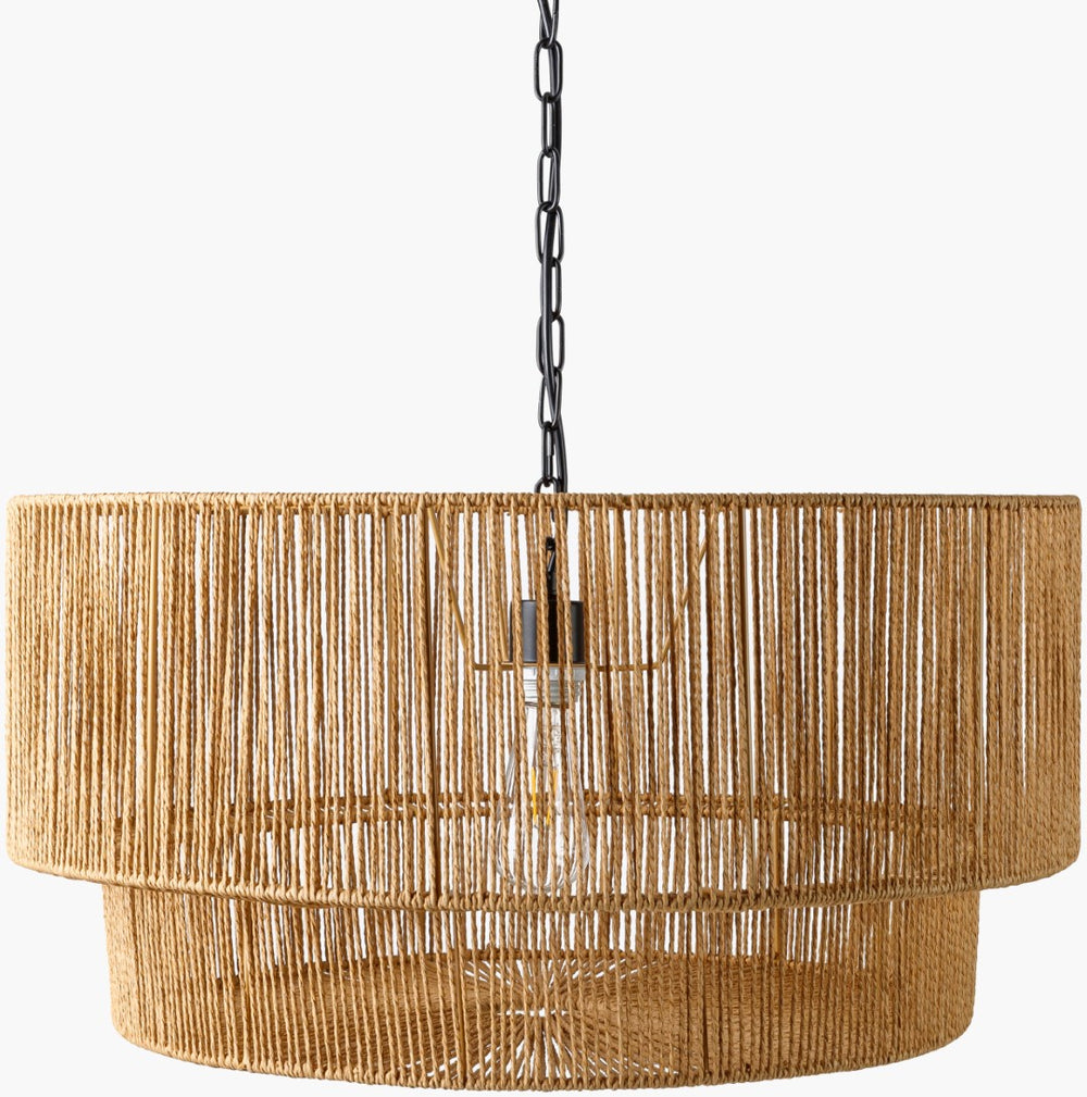 Surya Hascombe Pendant Lighting - 25"L X 25"W X 83"H Rustic Industrial Design For Cozy Home Illumination Fixture, Black,Shade, Brown,Cord, Black Paper Hsb-001